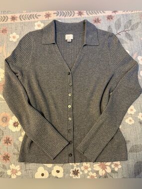 a new day Ribbed Button-Up Sweater Cardigan - Gray